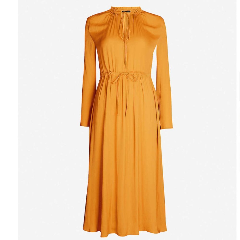 Maje Rouge Shirred Drawstring Midi Dress